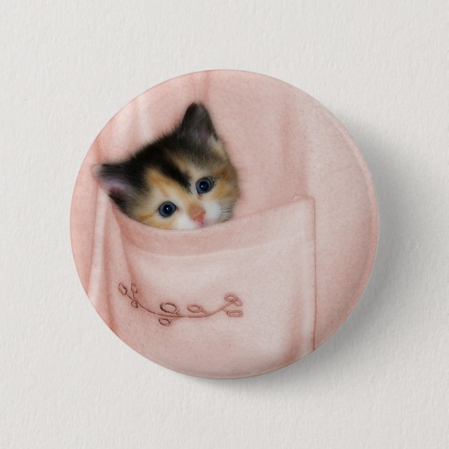 Kätzchen in der Tasche 2 Button (Vorderseite)