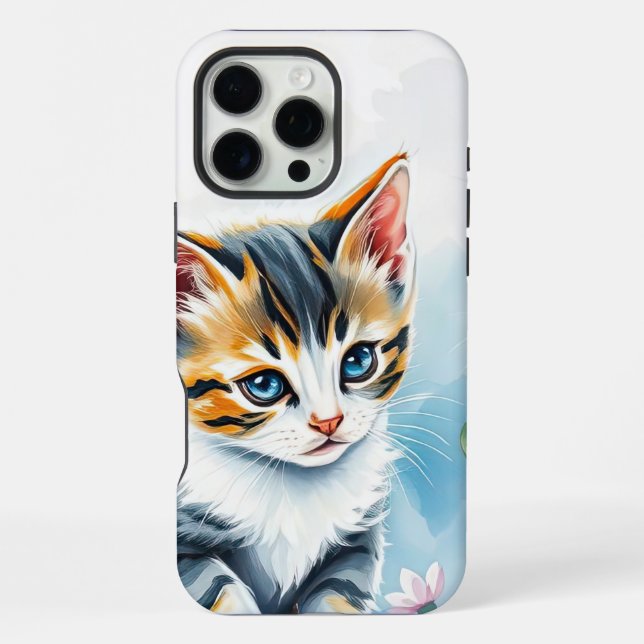 Kätzchen in einem blumigen Blumengarten iPhone Hülle (Rückseite)