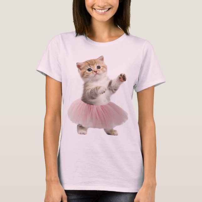 Kätzchen in einem Tutu Niedlich getanzt Ballerina  T-Shirt (Vorderseite)