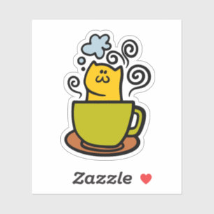 Kätzchen in einer Kaffeetasse Aufkleber