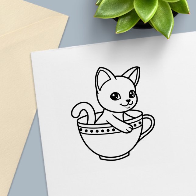 Kätzchen in einer Tasse - Katze in einer Teetasse Permastempel (Von Creator hochgeladen)