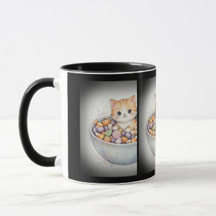 Kätzchen in Halloween-Süßigkeitenschale Tasse