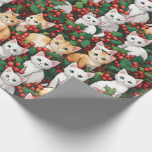 Kätzchen in Holly Christmas