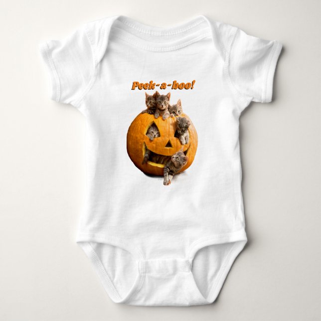 Kätzchen in Jack-o-Lantern Baby Strampler (Vorderseite)
