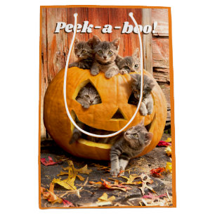 Kätzchen in Jack-o-Lantern Mittlere Geschenktüte