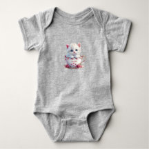Kätzchen in Tasse rosa Blumen Baby-Body