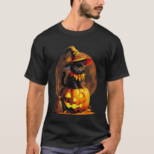 Kätzchen Katze Halloween Hexen Kostüm Jack O Lante T-Shirt