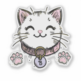 Kätzchen Katze Rosa Lila Gold Geburtstagsfeier Aufkleber