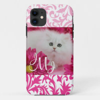 Kätzchen, Katzen, Rosa, Blumen, Monogramm