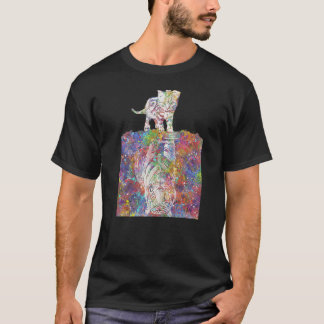 Kätzchen-Katzen-Tiger-Reflexions-Wasserfarbe T-Shirt
