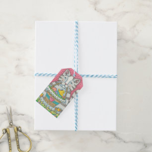 KÄTZCHEN, KÜKEN OSTERKORB FEIERTAGS-GESCHENKETIKET GESCHENKANHÄNGER