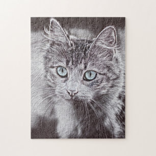 Kätzchen Liebe Niedliche Katzenkatze mit leuchtend Puzzle