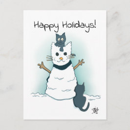 Kätzchen machen Schneekatze Happy Holidays Weihnac Postkarte