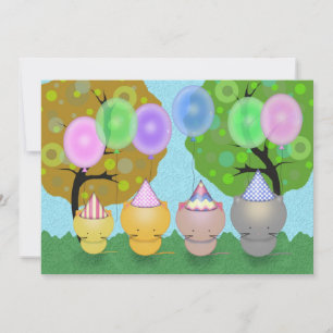Kätzchen mit Balloons Geburtstagsparty Einladung