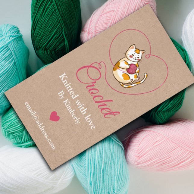Kätzchen mit Herz-Crochet handgefertigte Visitenka Visitenkarte (Von Creator hochgeladen)