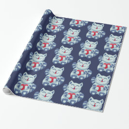 Kätzchen mit Herz in Liebe Niedliche blaue Katze Geschenkpapier
