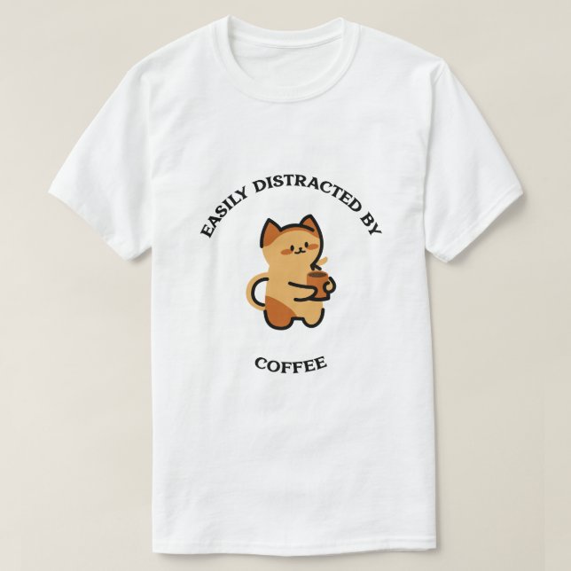 Kätzchen mit Kaffeetasse T-Shirt (Design vorne)