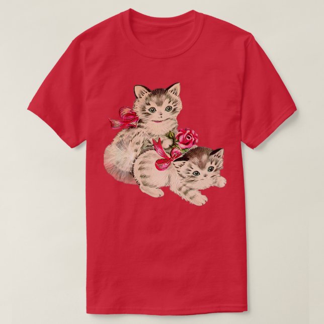 Kätzchen mit rosa Bogen T-Shirt (Design vorne)