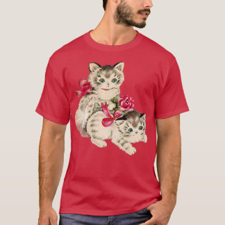 Kätzchen mit rosa Bogen T-Shirt