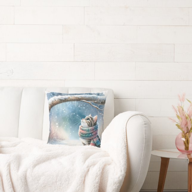 Kätzchen mit Winterskarf Kissen (Liege)