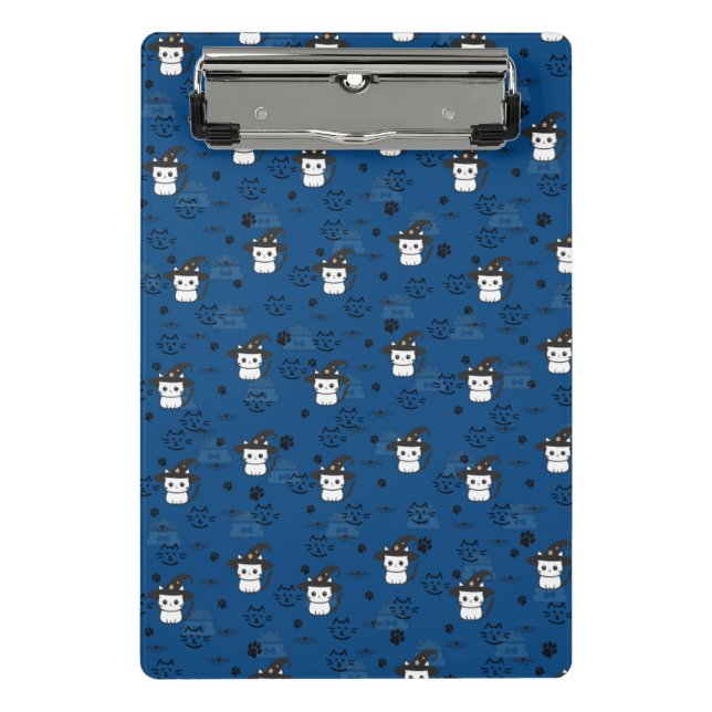 Kätzchen & Paw-Prints in dunklem Cerulean Mini Klemmbrett (Vorderseite)