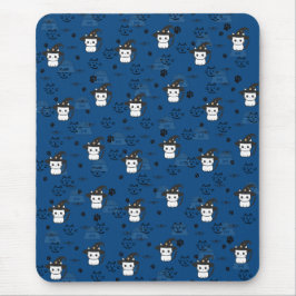 Kätzchen & Paw-Prints in dunklem Cerulean Mousepad