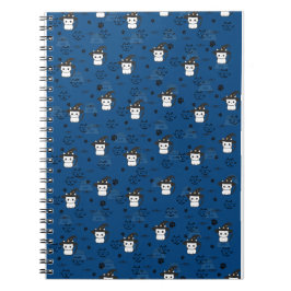 Kätzchen & Paw-Prints in dunklem Cerulean Notizblock