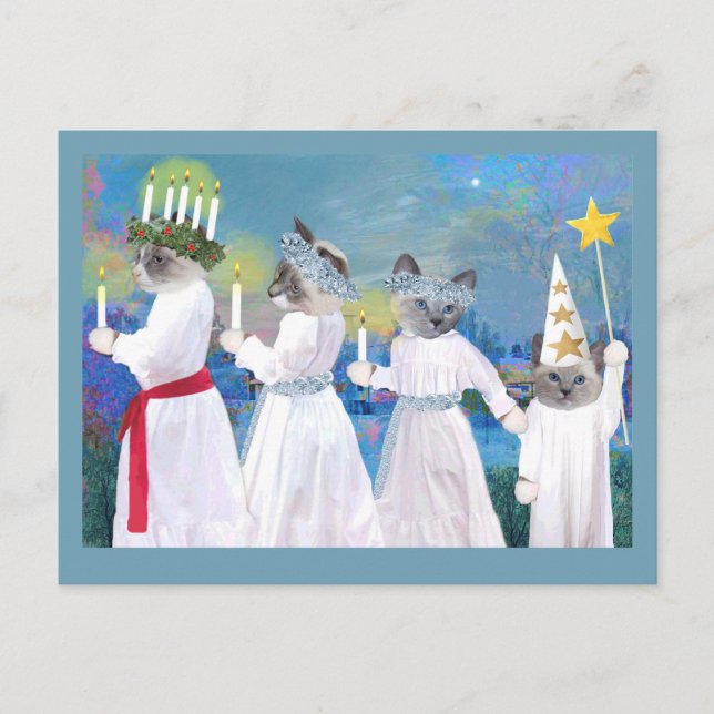 Kätzchen Santa Lucia Verarbeitung Postkarte (Vorderseite)