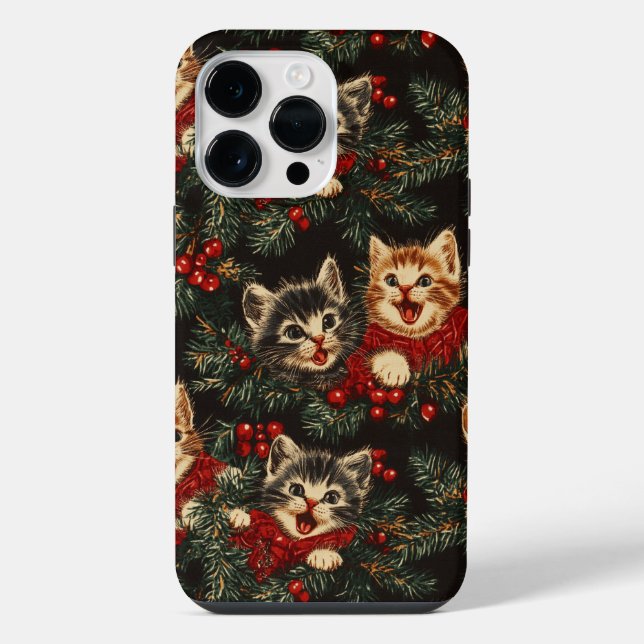 Kätzchen singen O Tannenbaum in Pullovern iPhone Hülle (Rückseite)
