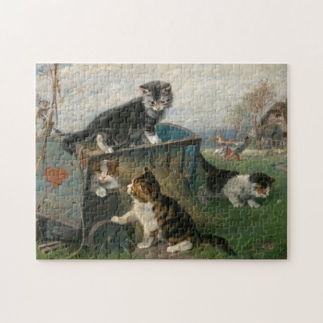 Kätzchen spielen | Julius Adam the Younger Puzzle (Horizontal)