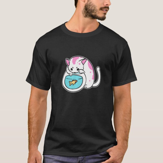 Kätzchen und Goldfisch Katzenmutter T-Shirt (Vorderseite)