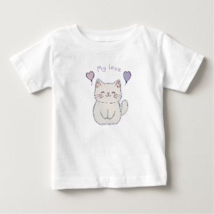 Kätzchen und Herz, personalisiert Baby T-shirt