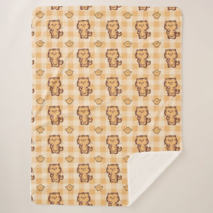 Kätzchen und Hühnermuster Sherpadecke