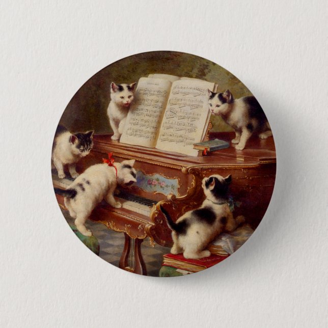 Kätzchen und Klavier Button (Vorderseite)