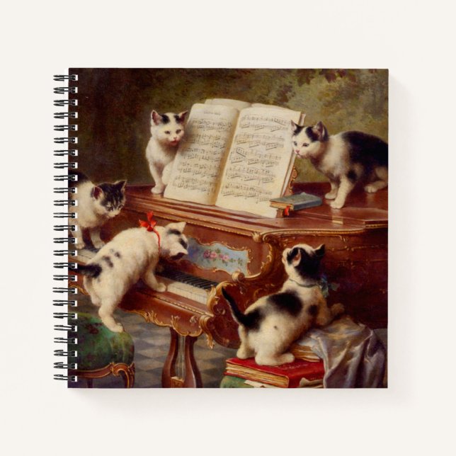 Kätzchen und Klavier Notizbuch (Vorderseite)