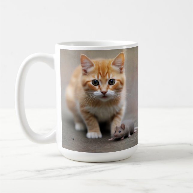 Kätzchen und Maus  Kaffeetasse (Links)