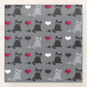 Kätzchen- und Mäusemuster Glasuntersetzer