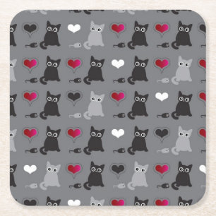 Kätzchen- und Mäusemuster Rechteckiger Pappuntersetzer