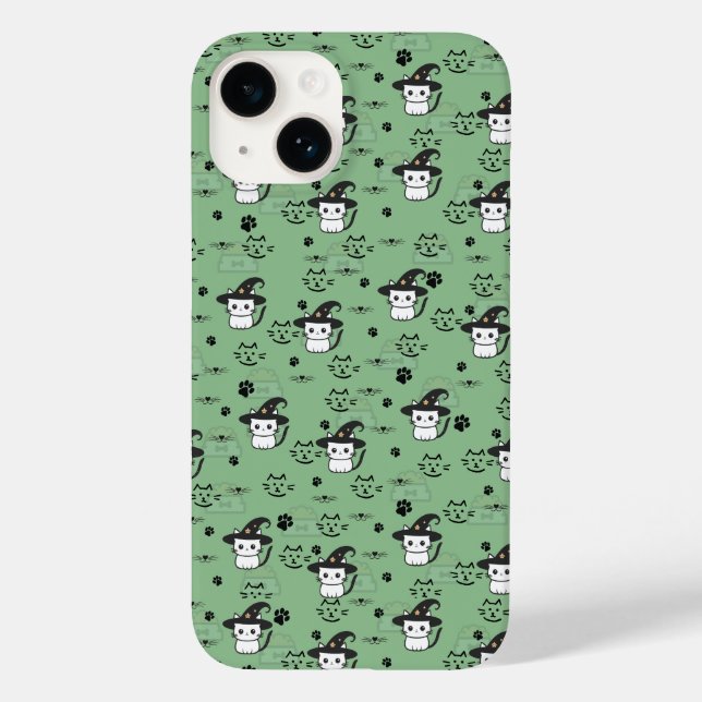 Kätzchen und Paw Prints in dunkelmeergrüner Farbe Case-Mate iPhone Hülle (Rückseite)