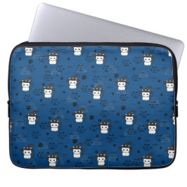 Kätzchen und Paw Prints in dunklem Cerulean Laptopschutzhülle