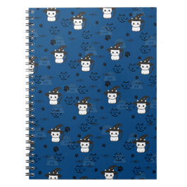 Kätzchen und Paw Prints in dunklem Cerulean Notizblock