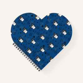 Kätzchen und Paw Prints in dunklem Cerulean Notizbuch