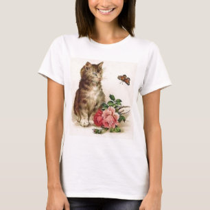 Kätzchen und Schmetterling T-Shirt