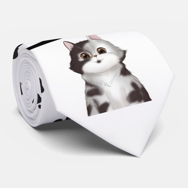 Kätzchen und schwarze Paws Necktie Krawatte (Gerollt)