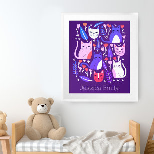 Kätzchen und Tulips Niedliche Katzen KUSTOM BABYNA Poster