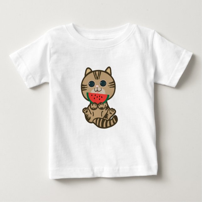 Kätzchen und Wassermelone Baby T-shirt (Vorderseite)
