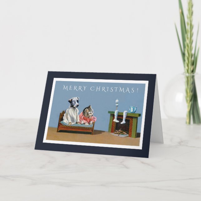 Kätzchen-und Welpen-Wartezeit für Feiertagskarte (Vorderseite)