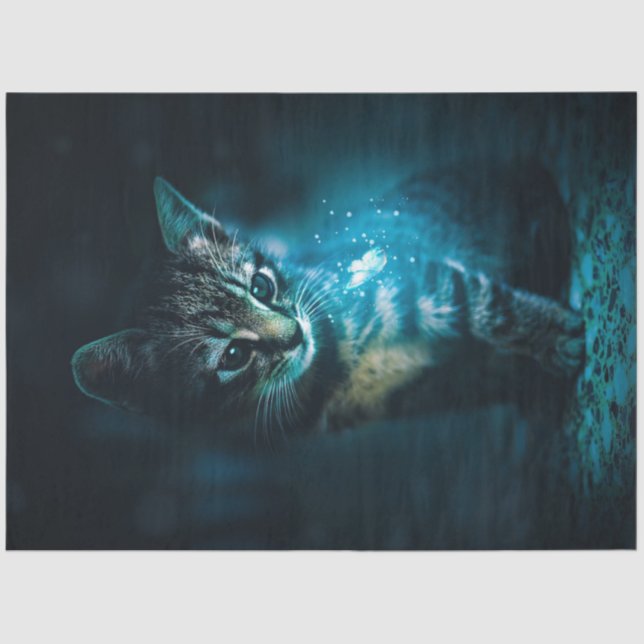 Kätzchen und Zaubergewebe/Floßpapier Seidenpapier (Vorderseite)