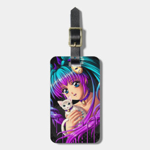 Kätzchen und Zopf Manga Mädchen Gepäckanhänger