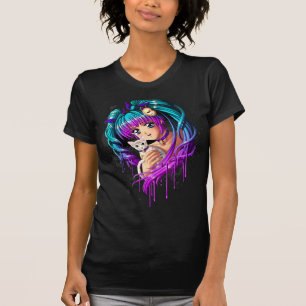 Kätzchen und Zopf Manga Mädchen T-Shirt